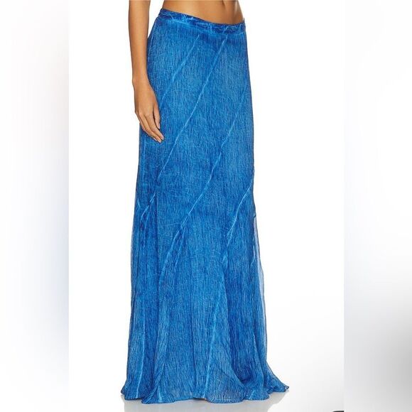 Rococo Sand Long Skirt blue Cobalt maxi organza indigo resort Revolve S - Picture 3 of 9